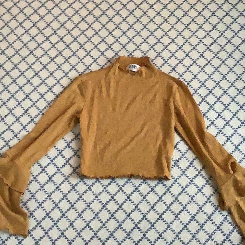 Yellow crop top with bell sleeves